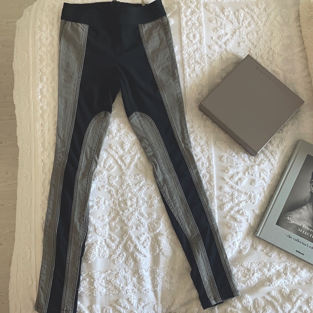 Bcbg stretch pants, black and grey, slimming, zippers on the bottom, sexy